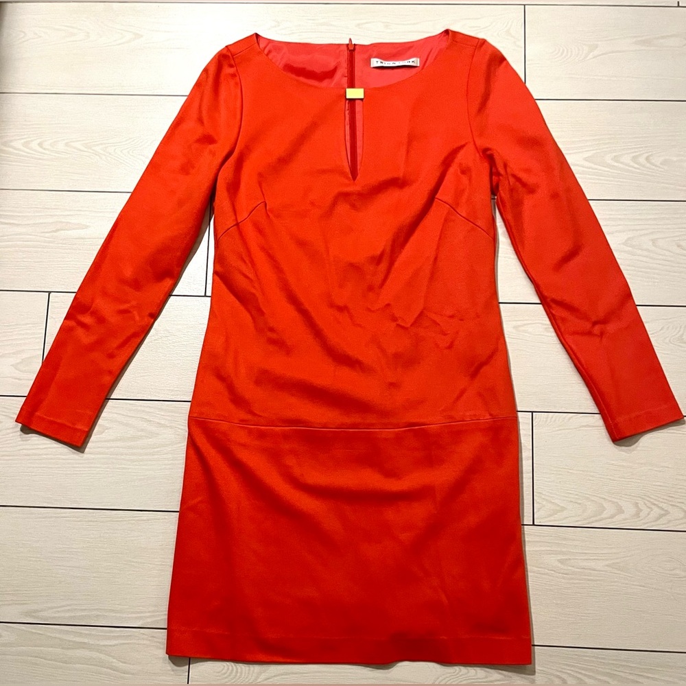Trina Turk‎ Orange Long Sleeve Shift Dress no tags size 4 measurements shown